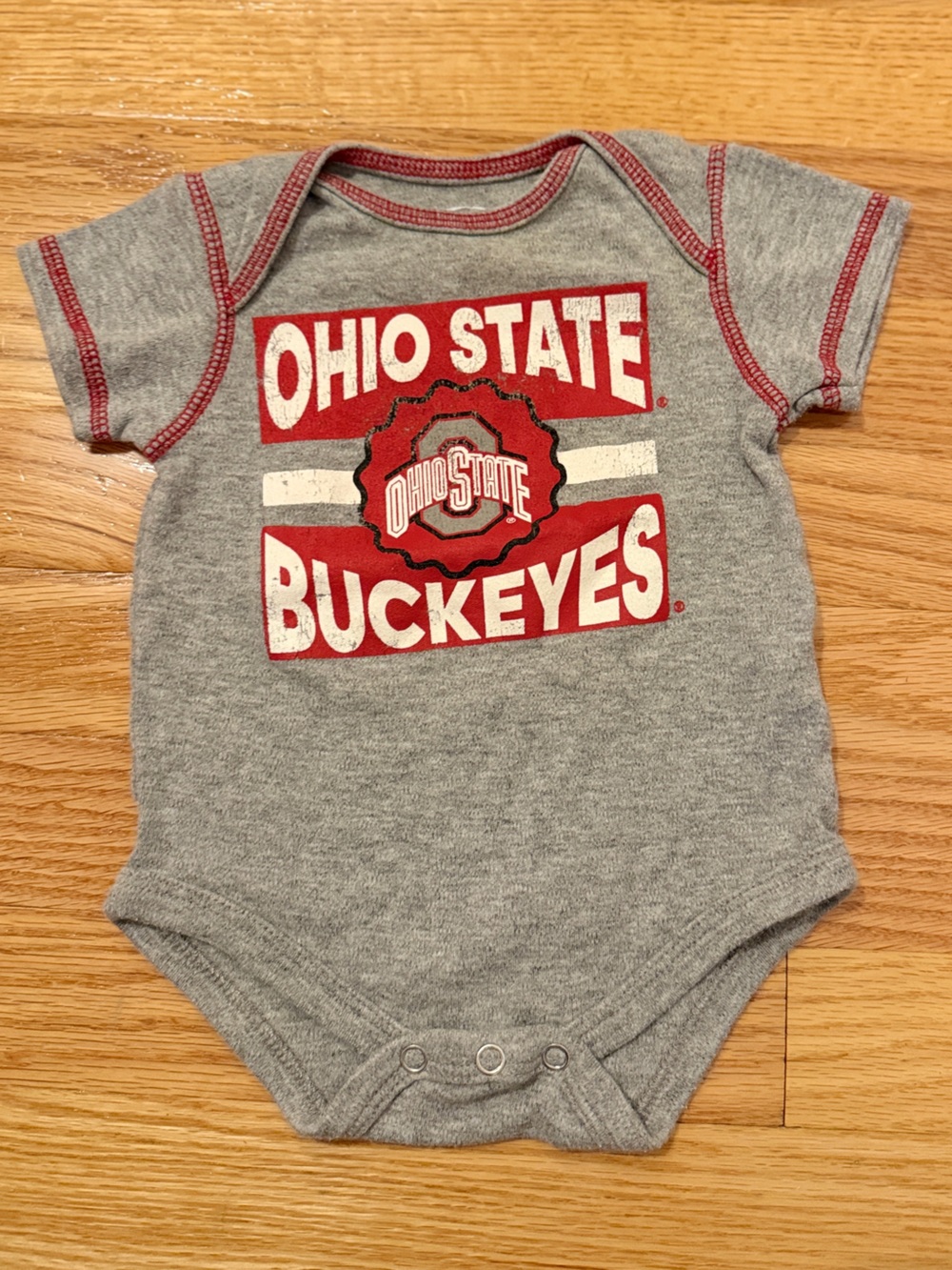 Ohio State Buckeyes Gray & Red Infant One-Piece Bodysuit